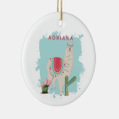 Custom Cute Fiesta Llama & Cactus Keramisch Ornament (Rechts)