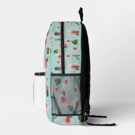 Custom Cute Fiesta Llama & Cactus Nursery Bedrukte Rugzak (Rechts)