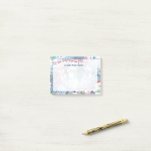 Custom Cute Fun Funny Holiday Snowmen Patroon Post-it® Notes (Op bureau)