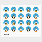 Custom Cute Funny Cartoon Penguin Polka Dot Ronde Sticker (Vel)
