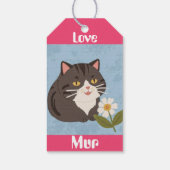 Custom Cute Gray Cat with Mur and Love Cadeaulabel (Achterkant)