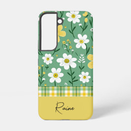 Custom Cute Green & Yellow Country Floral  Samsung Galaxy Hoesje