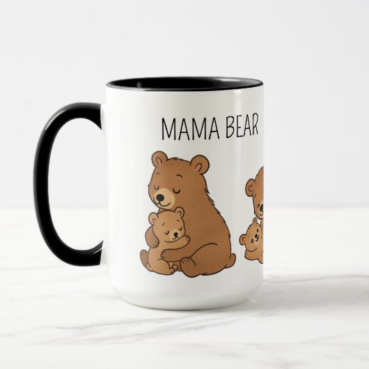 Custom Cute Hand Drawn Mama Bear Baby Bear Coffee Mok (Links)