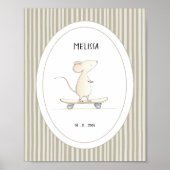 Custom Cute Mouse Nursery Name Date Poster (Voorkant)
