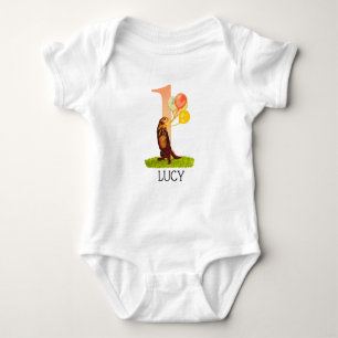 Custom Cute Otter First Birthday Girl Romper