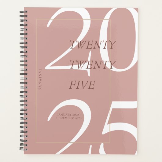 Custom Cute Pink Minimal 2025 Calendar  Planner (Devant)