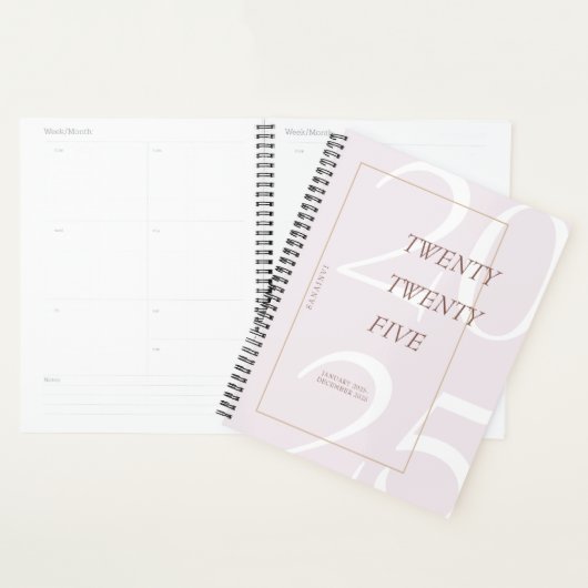 Custom Cute Pink Minimal 2025 Calendar  Planner (Devant avec enveloppe)
