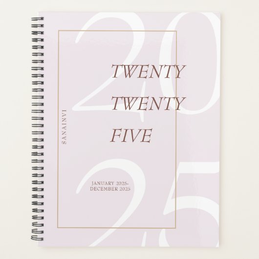 Custom Cute Pink Minimal 2025 Calendar  Planner (Devant)
