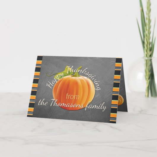 Custom Cute Pumpkin Orange Green Stripes Pattern Kaart (Voorkant)
