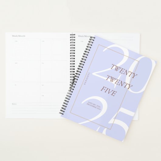 Custom Cute Purple Minimal 2025 Calendar  Planner (Devant avec enveloppe)