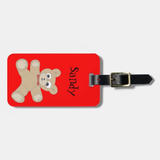 Custom Cute Quirky Teddy Bear Bagagelabel (Voorkant horizontaal)