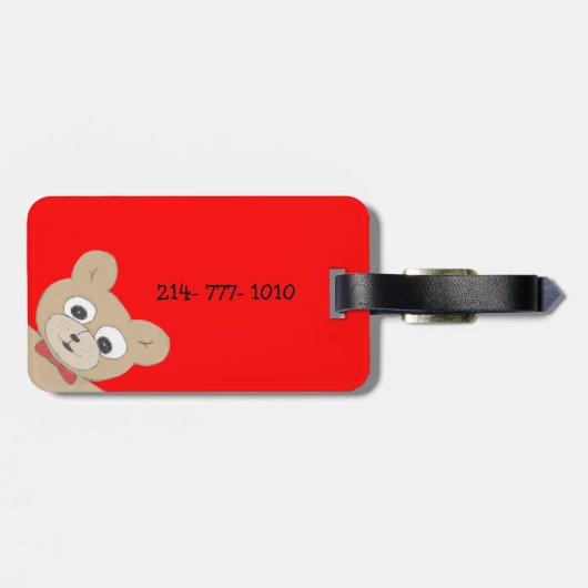 Custom Cute Quirky Teddy Bear Bagagelabel (Achterkant horizontaal)