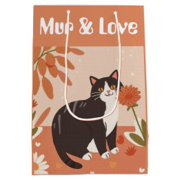 Custom Cute Smiling Cat with Mur & Love Text Medium Cadeauzakje