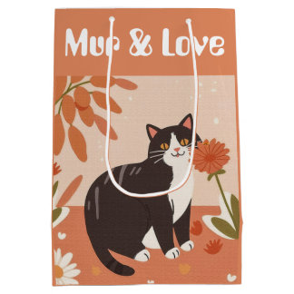 Custom Cute Smiling Cat with Mur & Love Text Medium Cadeauzakje