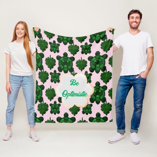 Custom Cute Turtle Leaves Seamless Pattern,  Fleece Deken (In situ)