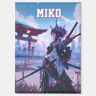 Custom Cyberpunk Anime Japanese Miko Torii Gate Magneet