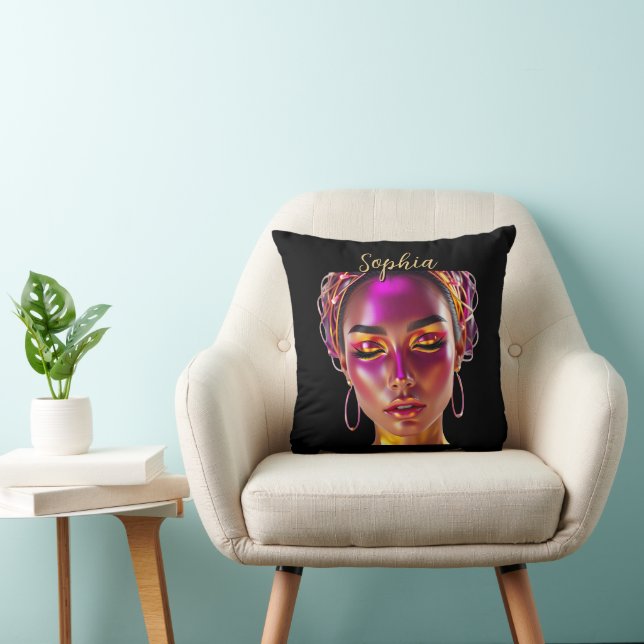 Custom Cyberpunk Queen Name Throw Pillow Kussen (Stoel)