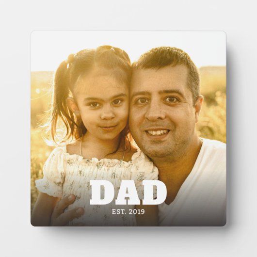 Custom Dad Established Modern Bold Text Photo Fotoplaat (Voorkant)