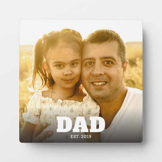 Custom Dad Established Modern Bold Text Photo Fotoplaat (Voorkant)