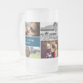 Custom daddy foto collage blauw matglas bierpul (Voorkant links)