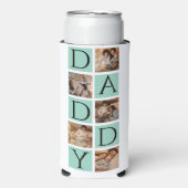 Custom Daddy Photo Collage Cooler – Modern 5-Foto (Seltzer Voorkant)