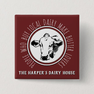 "Custom Dairy Boerderij Name Funny Milk Cow Advert Vierkante Button 5,1 Cm