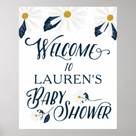 Custom Daisy Baby shower Welcome Poster (Voorkant)
