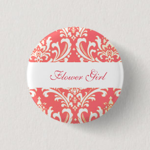 Custom Damask Wedding Bloemenmeisje Buttonnen Ronde Button 3,2 Cm