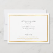 CUSTOM DANK U modern eenvoudig zwart wit goud Bedankkaart (Achterkant)