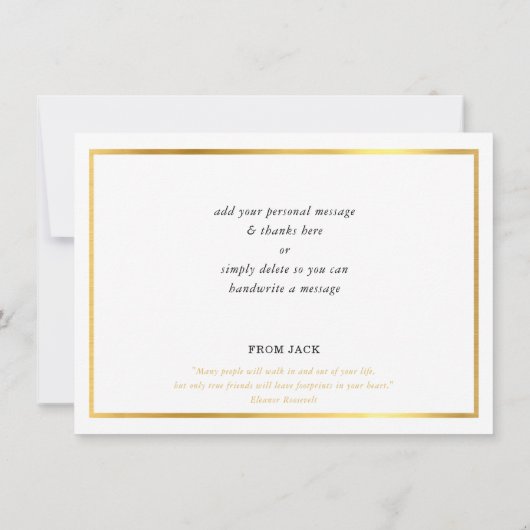 CUSTOM DANK U modern eenvoudig zwart wit goud Bedankkaart (Achterkant)