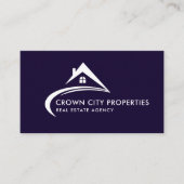 Custom Dark Navy Blue White makelaar Visitekaartje (Voorkant)
