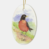 Custom Date, American Robin Christmas Ornement (Gauche)