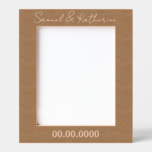 Custom Date & Names Rustic Wood Gegraveerde Lijstjes (Voorkant)