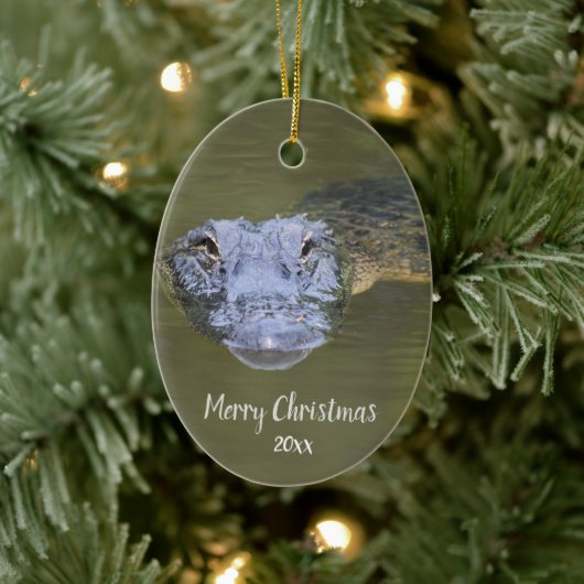 Custom Dated Alligator Dier Wildlife Keramisch Ornament (Boom)