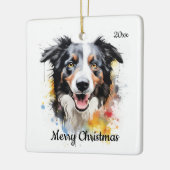 Custom Dated Christmas Border Collie Dog Pet Keramisch Ornament (Links)