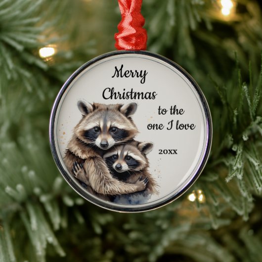 Custom Dated Christmas Raccoon One I Love Metalen Ornament (Boom)