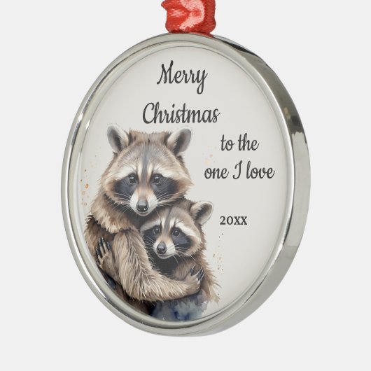 Custom Dated Christmas Raccoon One I Love Metalen Ornament (Links)