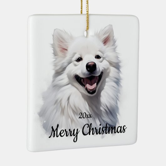 Custom Dated Christmas Samoyed Dog Pet Keramisch Ornament (Rechts)