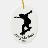 Custom Dated Christmas Skateboard Keramisch Ornament (Achterkant)
