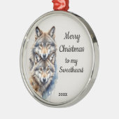 Custom Dated Christmas Wolf Sweetheart Metalen Ornament (Links)
