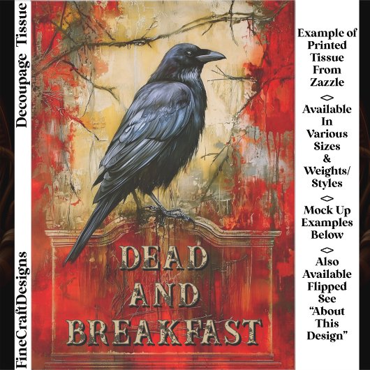 Custom “Dead and Breakfast” Spooky Raven Art ET3R Tissuepapier