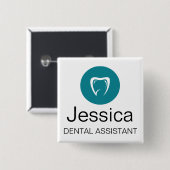 Custom Dental Assistant Name Badge Tooth Logo (Devant & derrière)