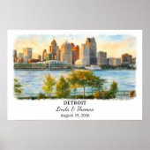 Custom Detroit Wall Art, Michigan Poster (Devant)