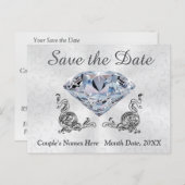 Custom Diamond Wedding Save the Date Post Kaarten (Voorkant / Achterkant)