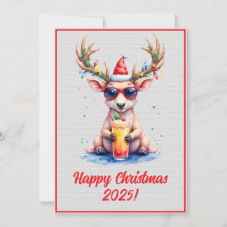 Custom Digital Christmas Reindeer Cocktail Xmas Kaart
