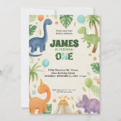 Custom Dino Jungle 1st Birthday Invitation (Devant)