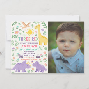 Custom Dino Party Uitnodiging voor Jongens & Meisj