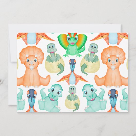 Custom Dino Waterverf Dinosaur Boy Baby shower Kaart (Achterkant)