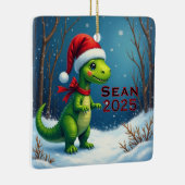 Custom Dinosaur Red Bow Keramisch Ornament (Rechts)