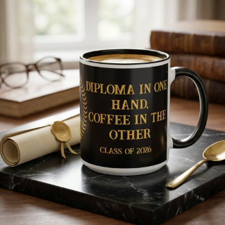 Custom Diploma in One Hand Coffee Graduation Mug Tweekleurige Koffiemok
